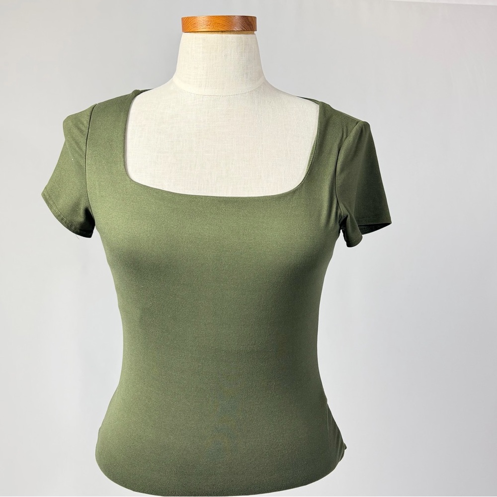 Gaze Olive Square Neck Bodysuit